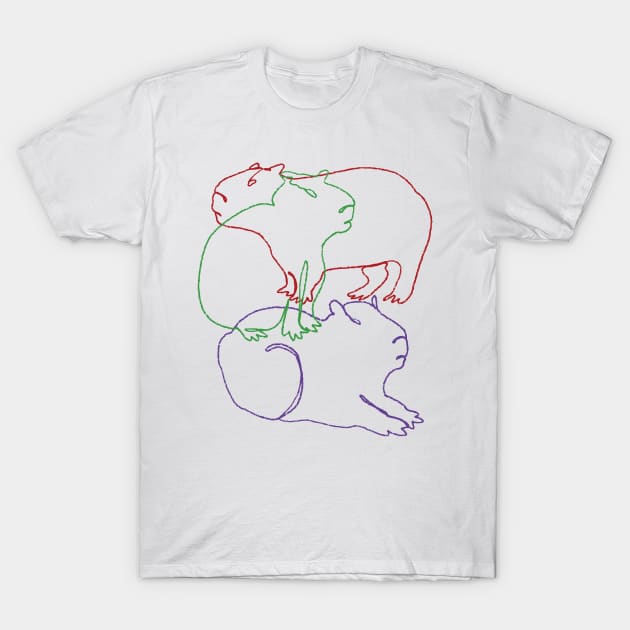 Capybara Modern Line Art T-Shirt by popcornpunk